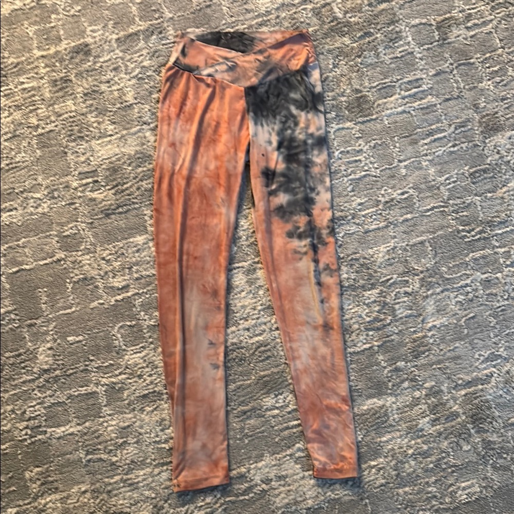 Pink and Grey Tie-Dye Leggings